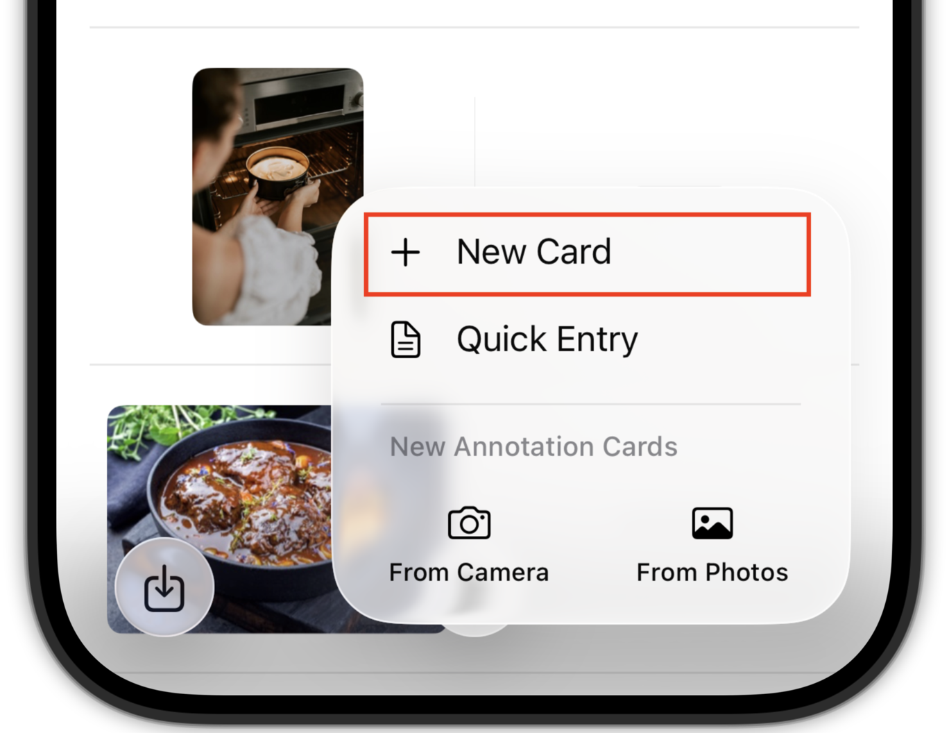 New card on iPhone