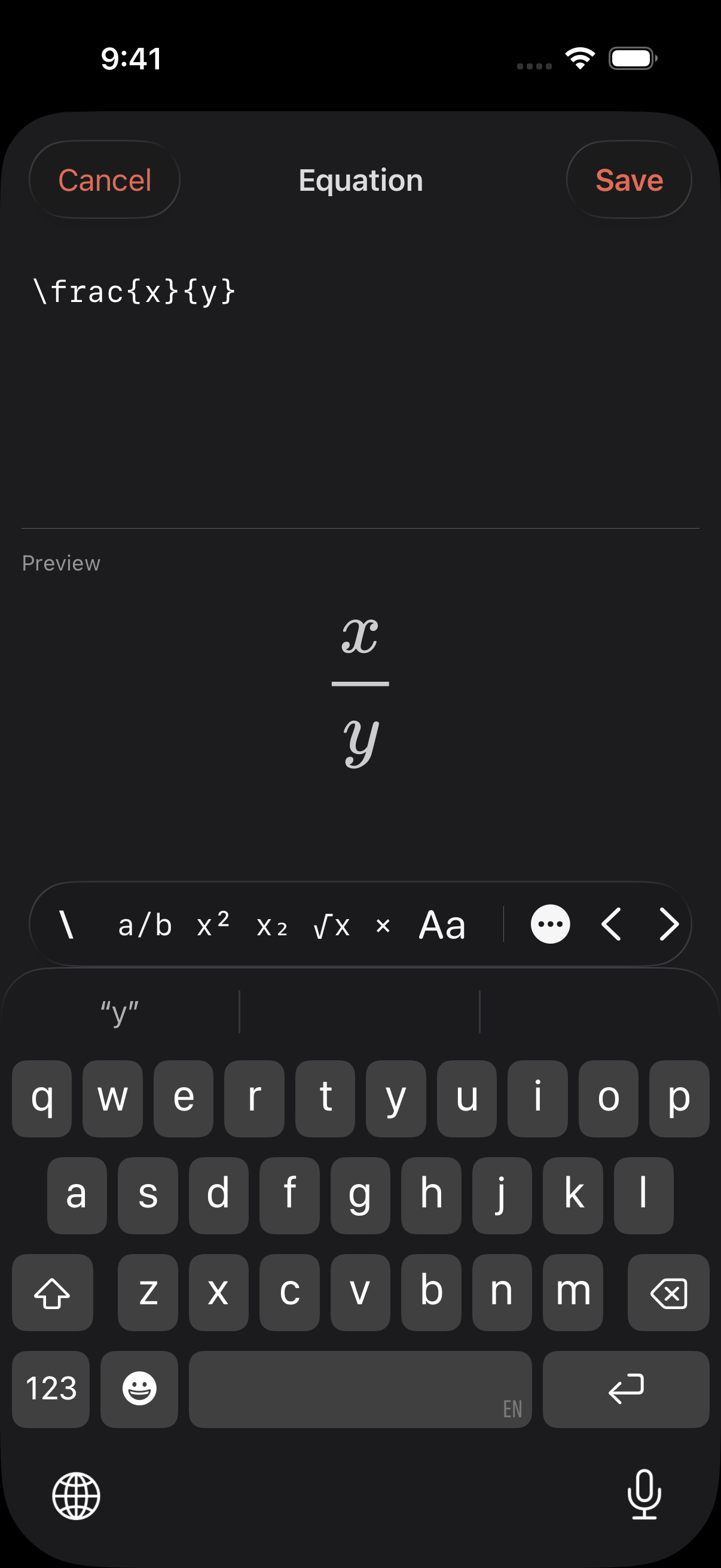 Equation editor on iPhone