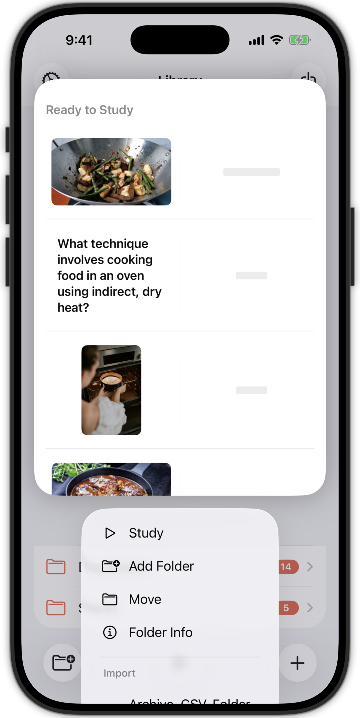 Add folder button in Library on iPhone